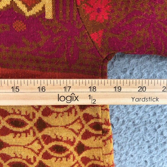 Coldwater Creek Sweater Womens 8 Red Multi Mixed Pattern Cardigan 3/4 Sleeves* - Picture 8 of 10